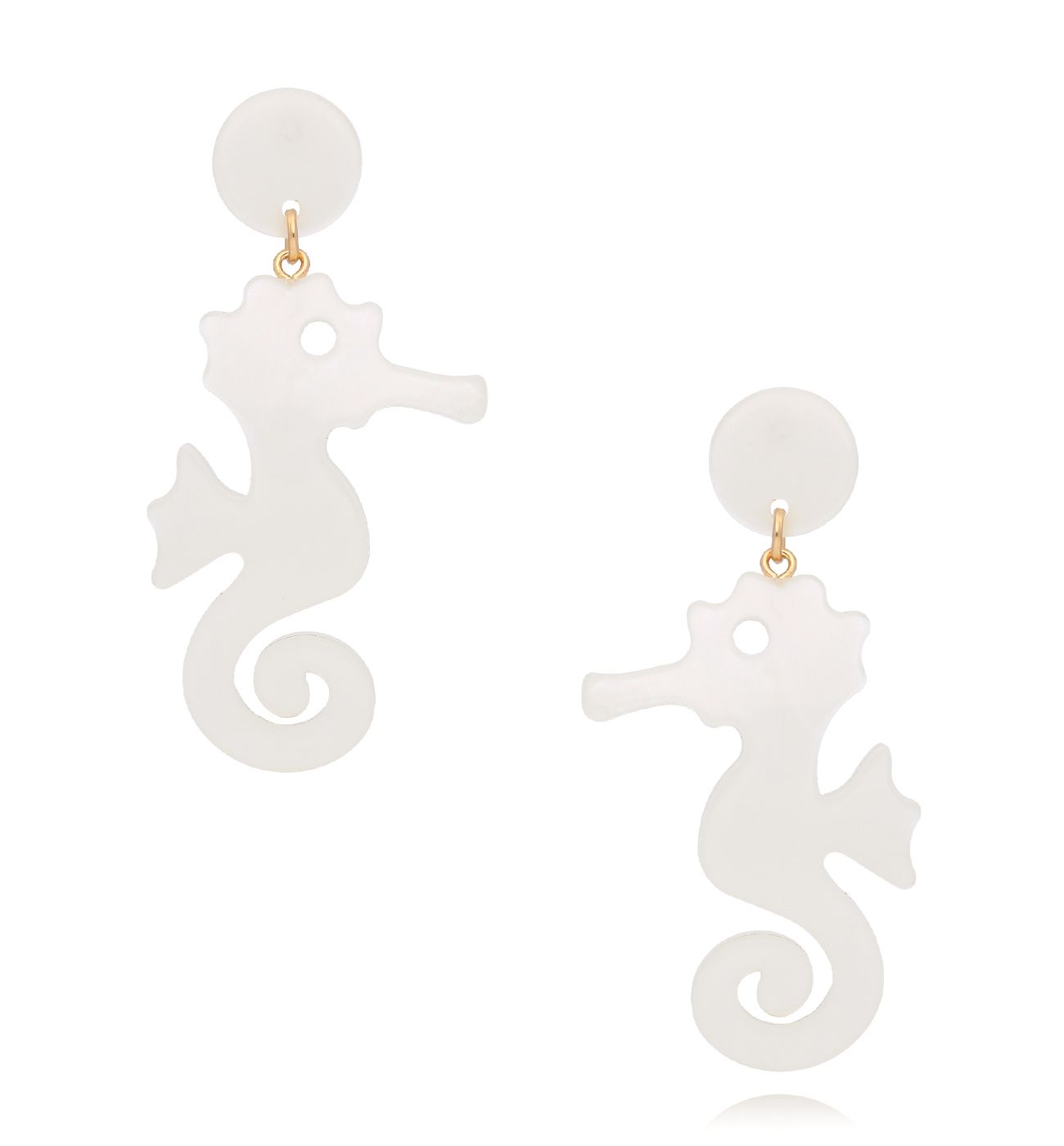 Kolczyki z białymi konikami morskimi Seahorse KZA0268 - By Dziubeka