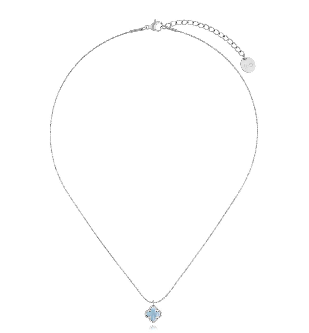 Naszyjnik z niebieską koniczynką srebrny Clover NSY0276 - By Dziubeka