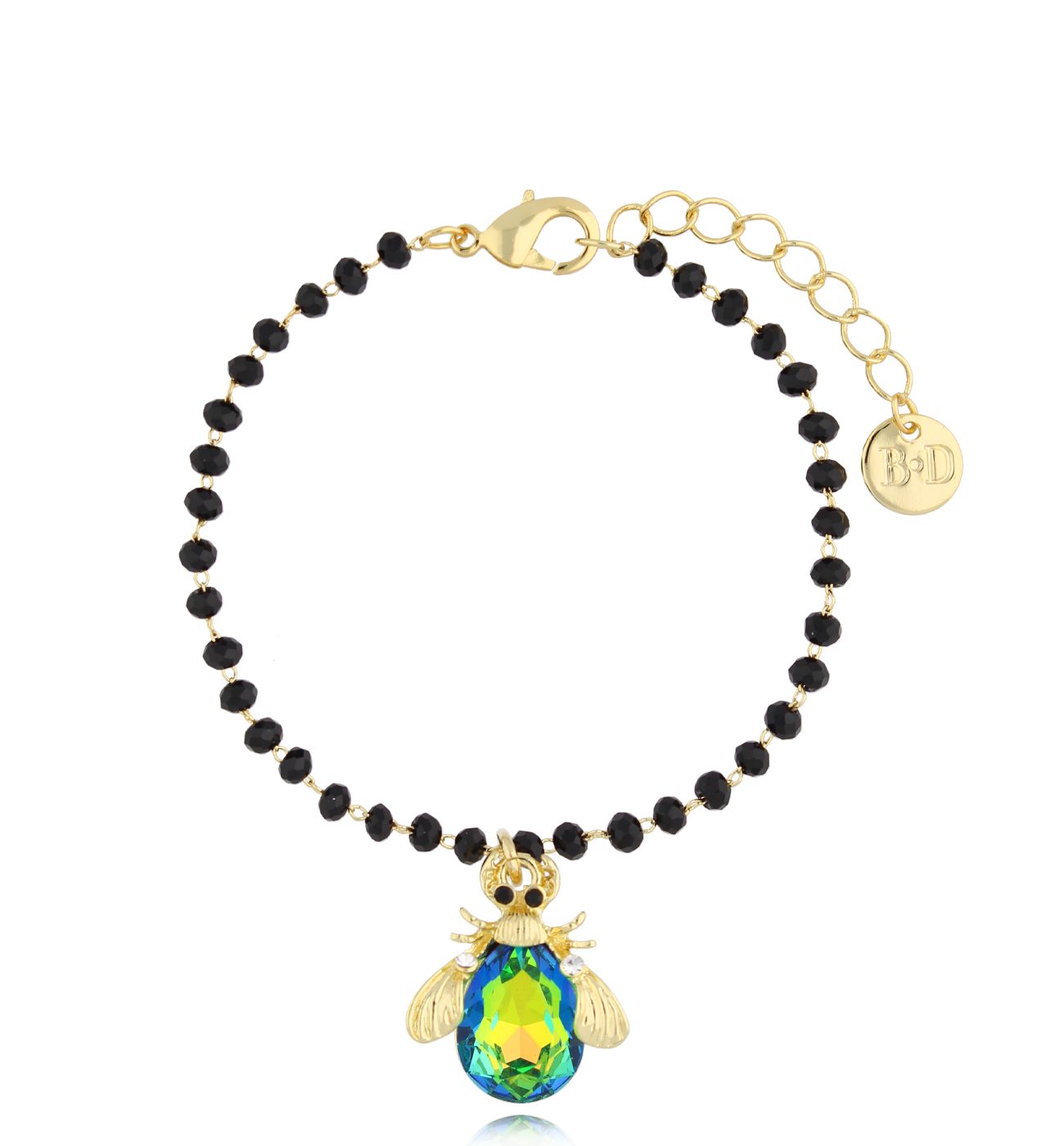 Bransoletka z zielonym owadem Midnight - By Dziubeka