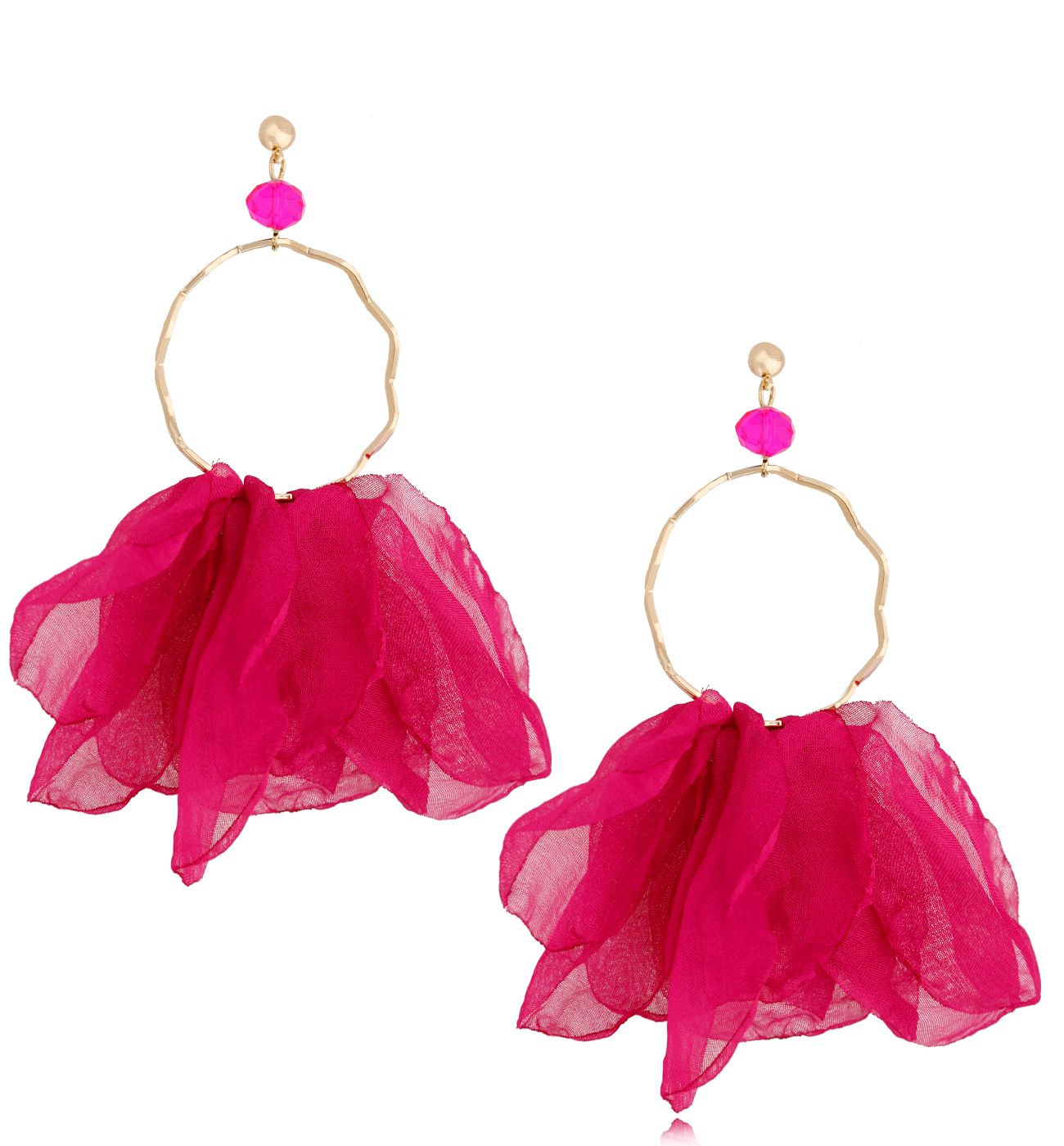 Kolczyki wiśnia z szyfonu Carino KBL1418