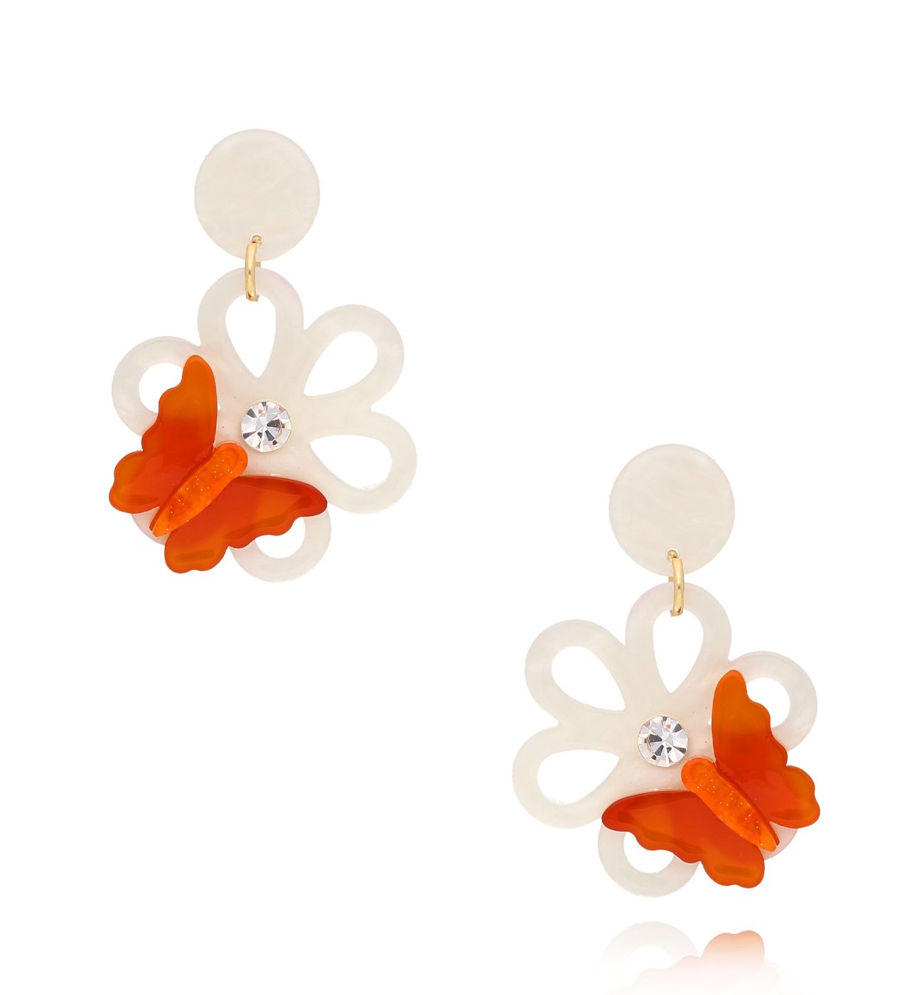 Kolczyki z kwiatkami i motylkami Botanic Lover KZA0029