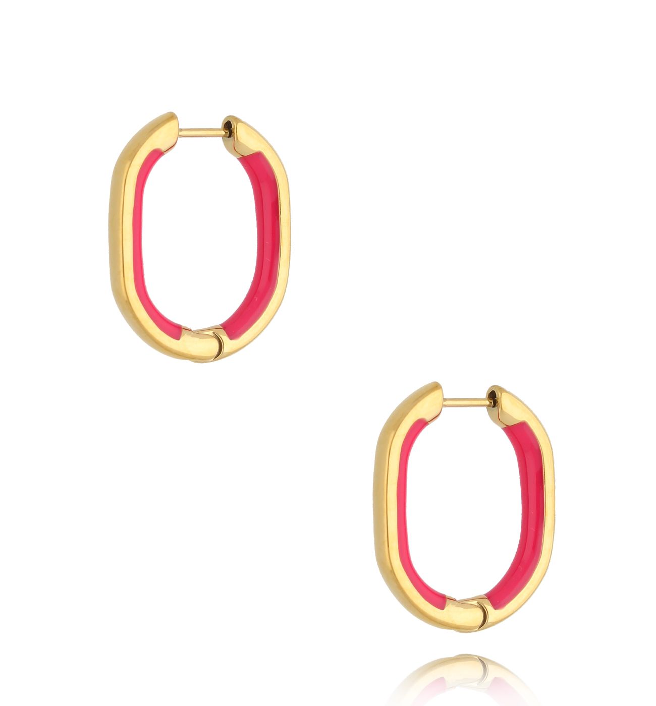 Kolczyki złote z fuksjową emalią Tamala KSA1488