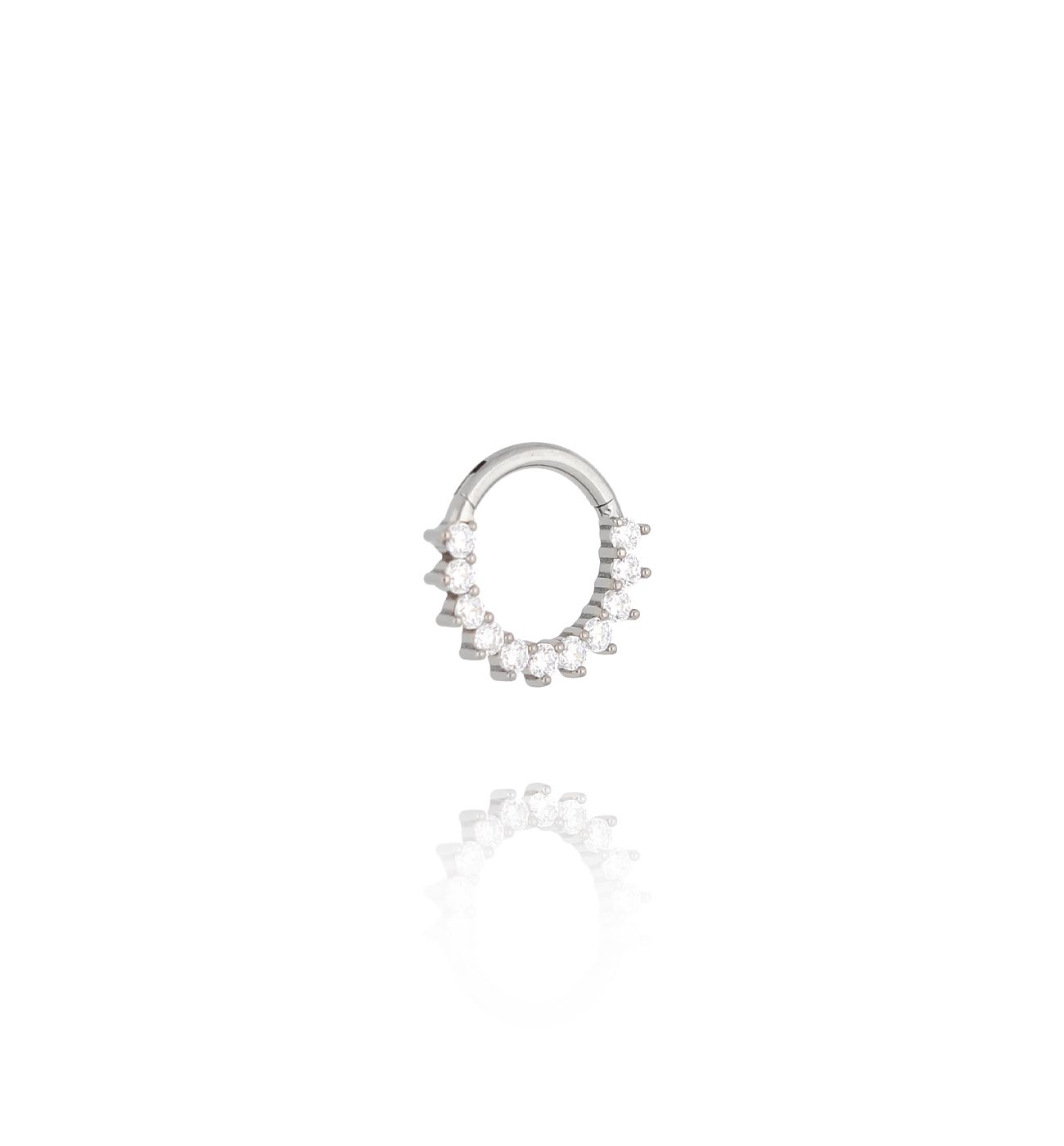 Kolczyk kółko zamykane zawiasem z cyrkoniami z tytanu - By Dziubeka