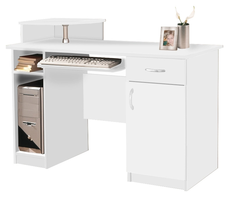 Białe biurko komputerowe z szafką i szufladą 120 cm KAMIL
