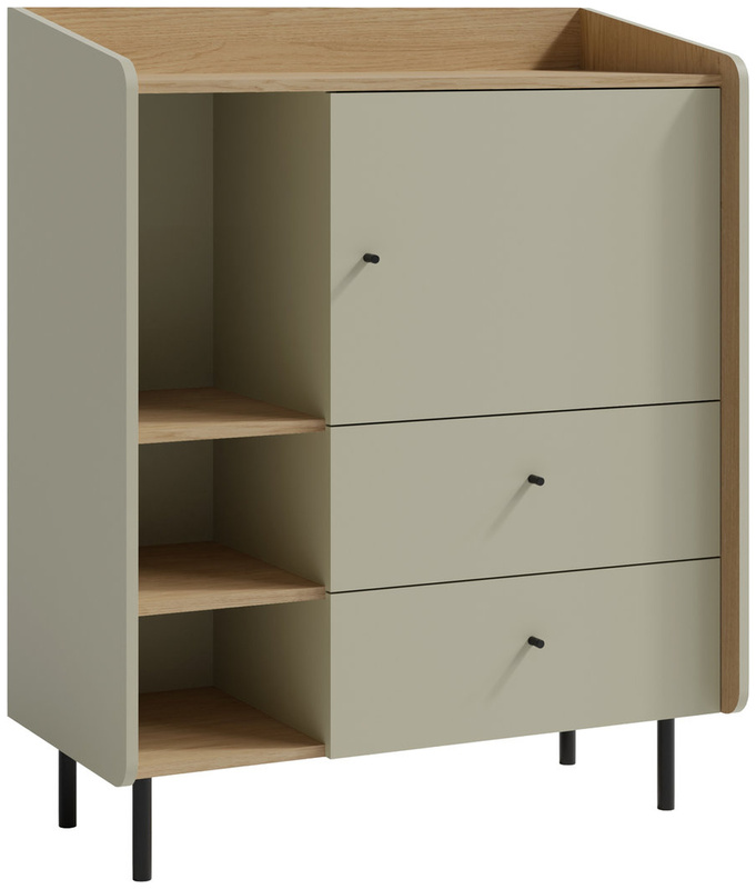 Niska komoda młodzieżowa z szufladami 95 cm nowoczesna ALDENO beż piaskowy