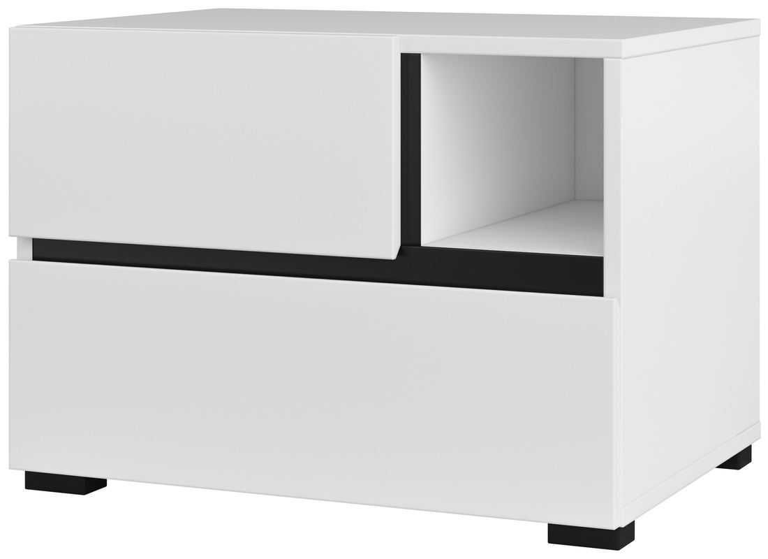 Nowoczesna biała szafka nocna z szufladami 55 cm CROSS