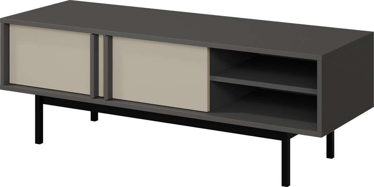 Szafka RTV 123 cm pod telewizor do salonu antracyt beż jasny AVERO