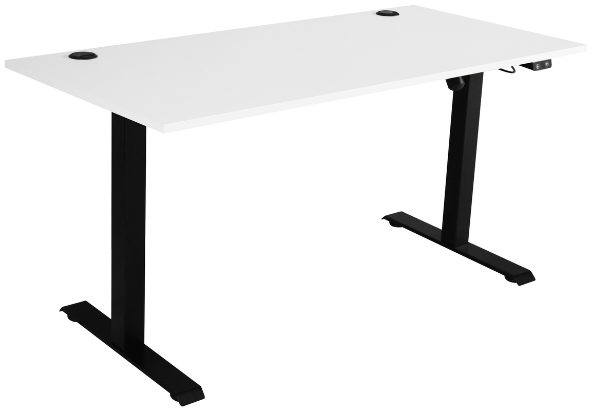 Białe biurko regulowane elektrycznie 138x67 cm MULL metalowe nogi