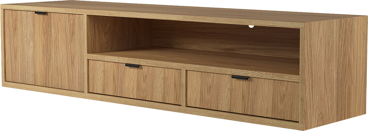 Szafka RTV 150 cm pod telewizor wisząca z szufladami ELVIO hikora naturalna