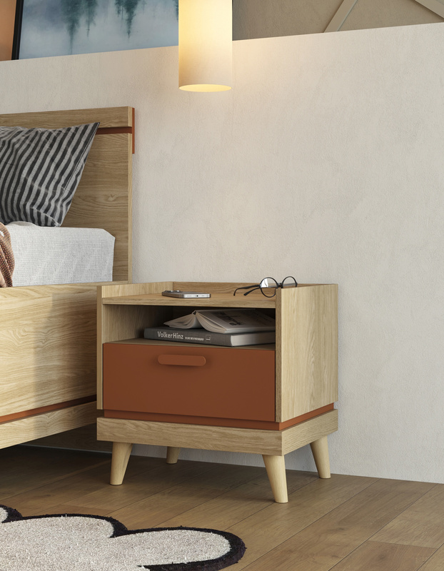 Szafka nocna 50 cm z szufladą do sypialni na nóżkach SCANDI