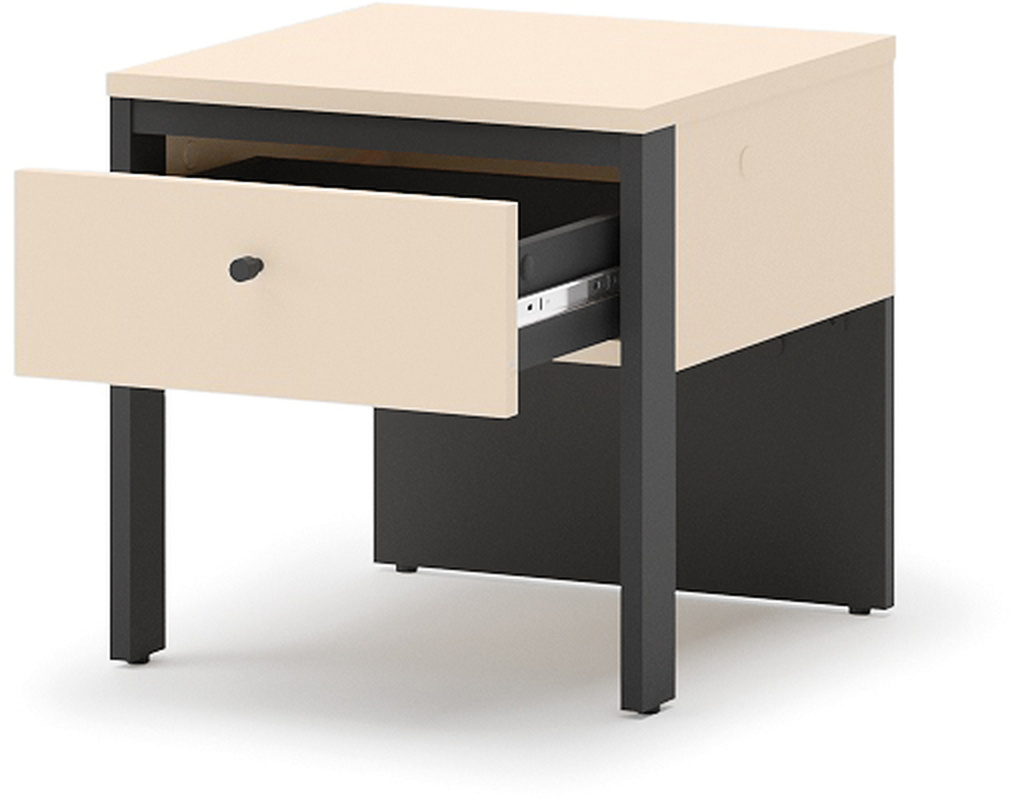 Szafka nocna do sypialni z oświetleniem beżowa ENNA