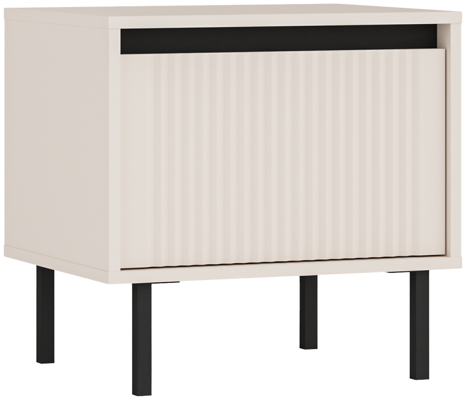 Beżowa frezowana szafka nocna 52 cm z szufladą OMEGA