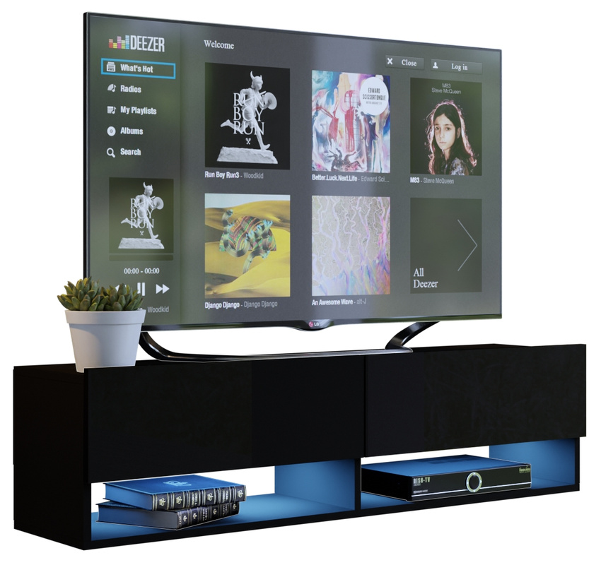 Szafka pod telewizor czarny połysk 140 cm QUAD