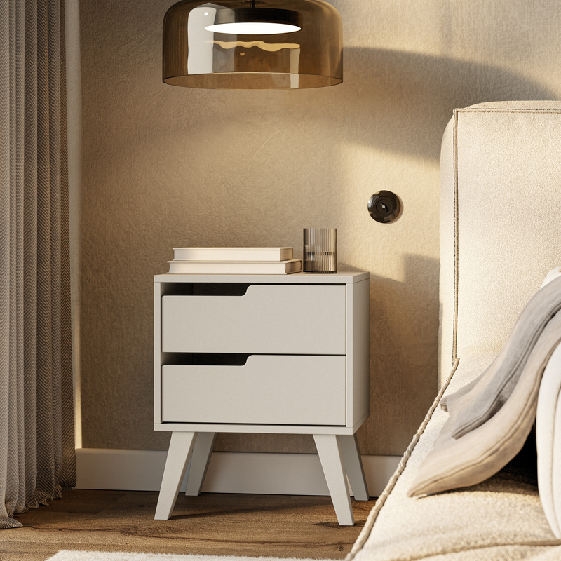 Szafka nocna z szufladami 45 cm do sypialni NIVARO kaszmir