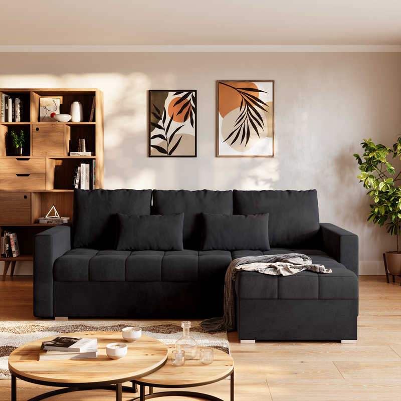 Czarny narożnik do salonu HOT L