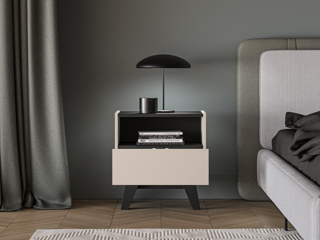 Nowoczesna szafka nocna 50 cm do sypialni FERIO kaszmir