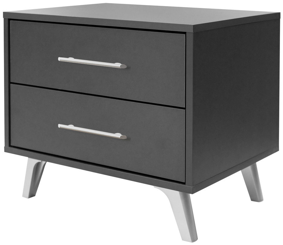 Grafitowa szafka nocna z szufladami 54 cm BILL