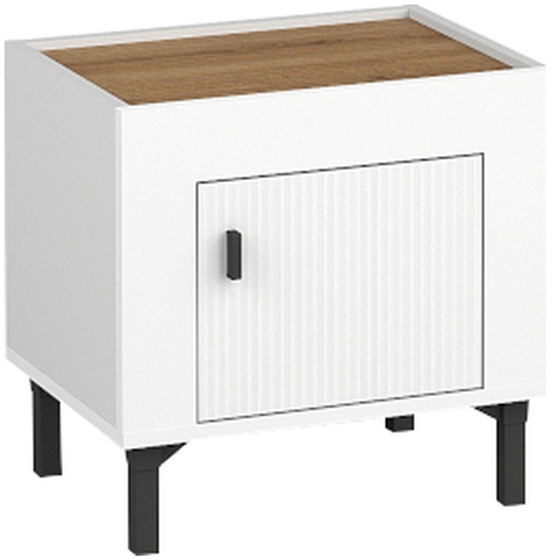 Biała szafka nocna do sypialni 48 cm z drzwiami MISTY cashmere