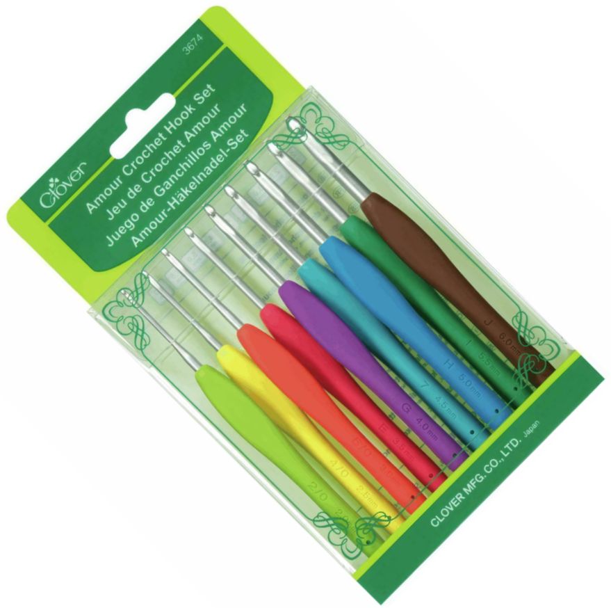 zestaw 9 szydełek Amour CLOVER z wyprofilowaną rączką 3674 .