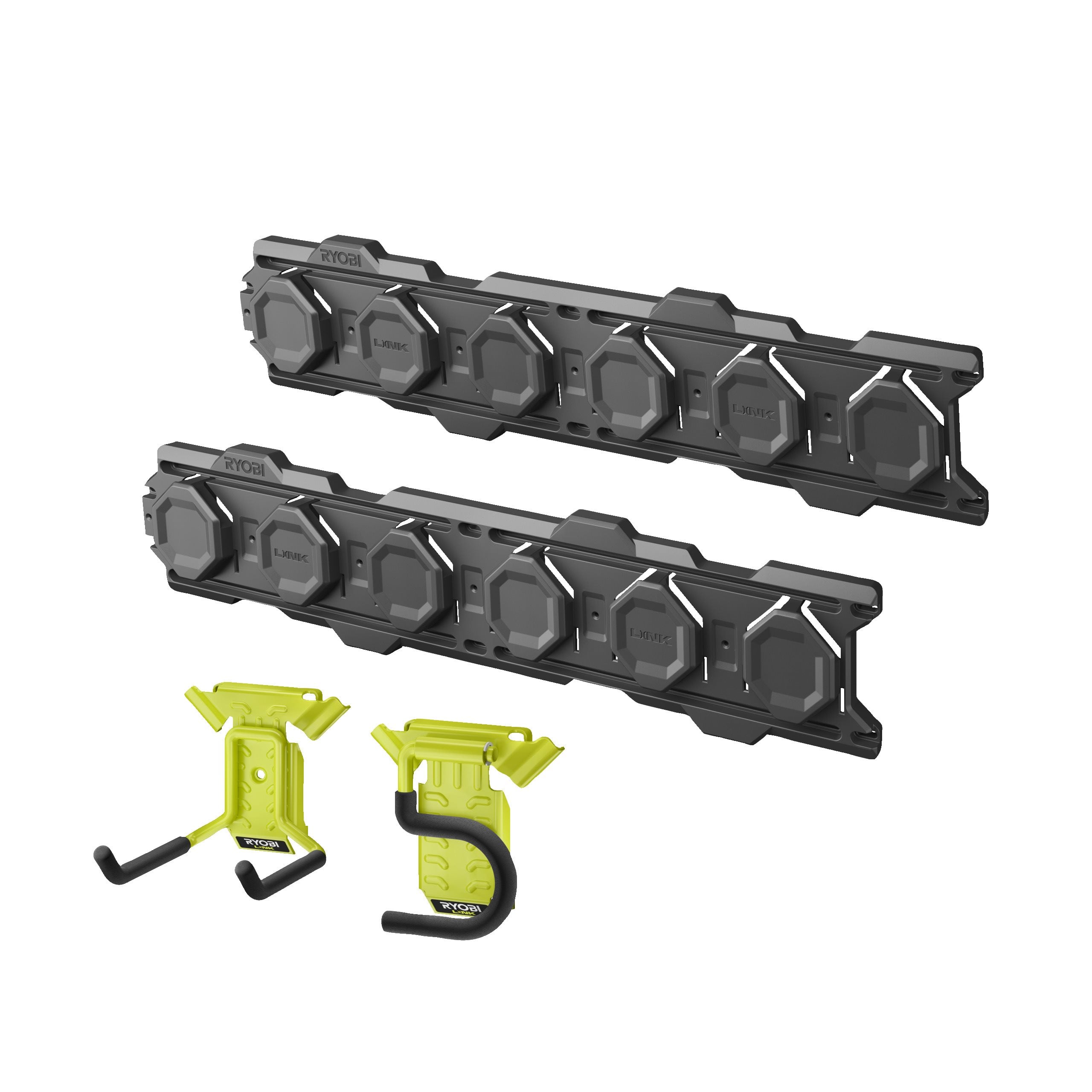 Zestaw RYOBI LINK, 3 elementy naścienne, szyna ścienna 84 cm i 2 haki