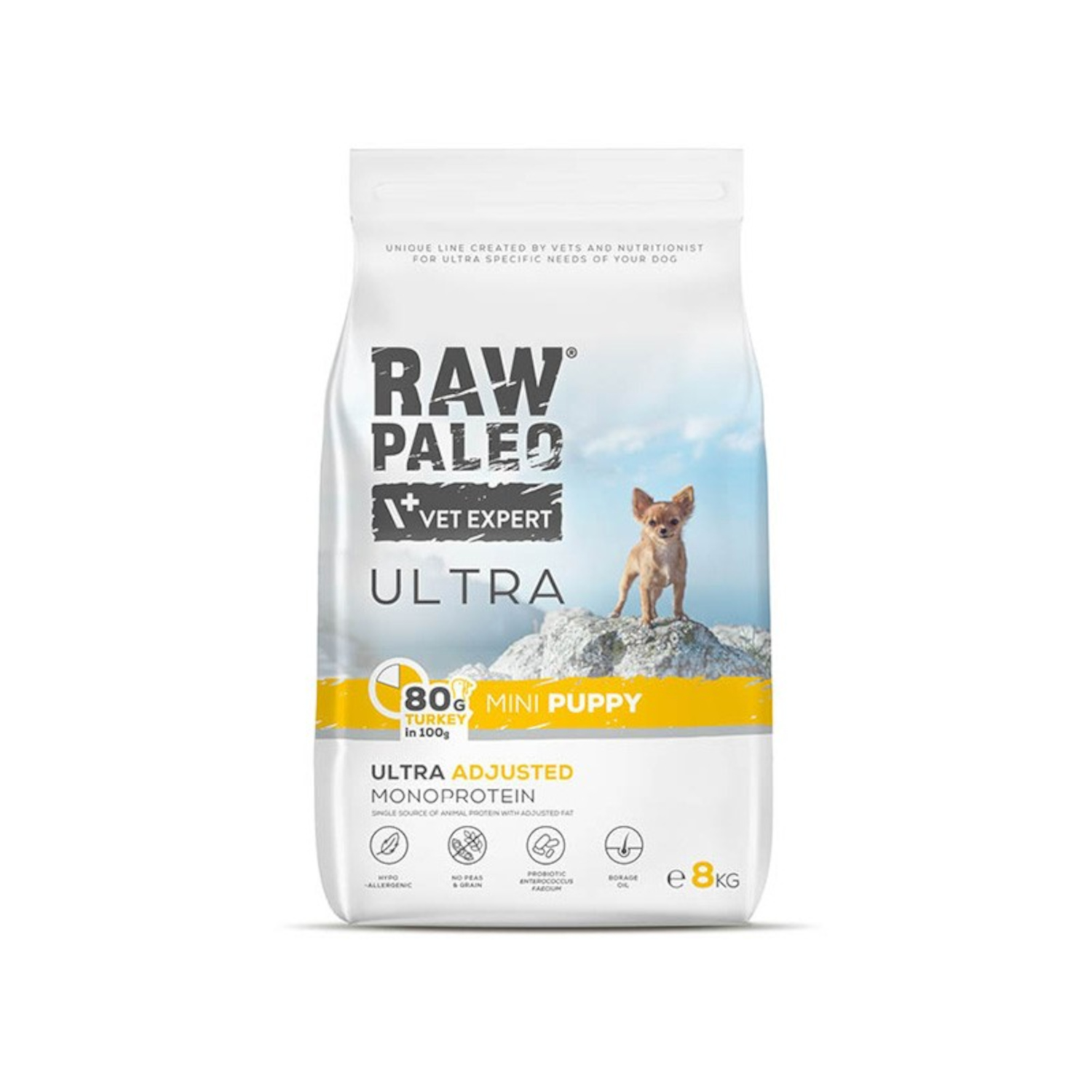 RAW PALEO ULTRA TURKEY PUPPY MINI - sucha karma z indykiem dla szczeniąt ras małych