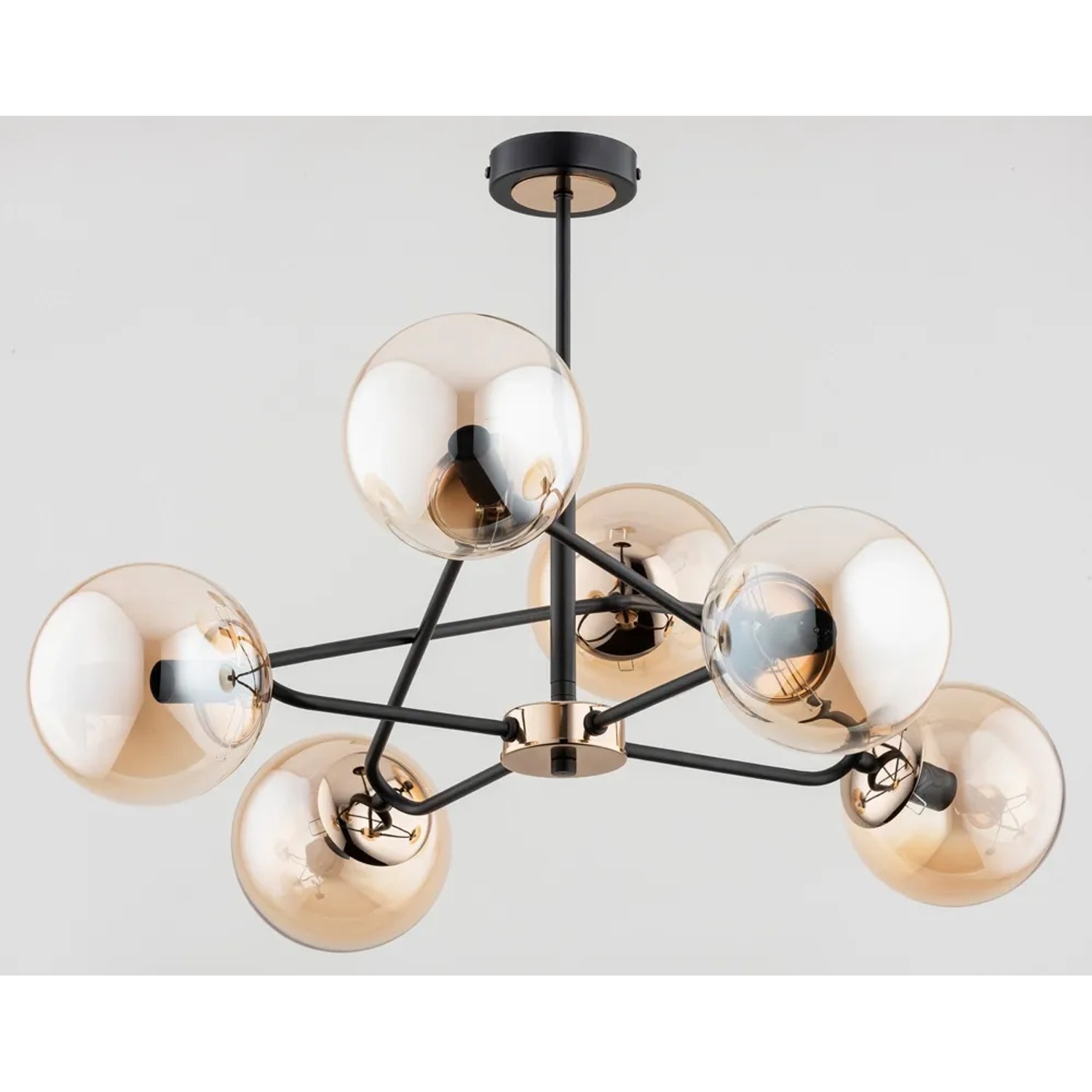 Alfa Żyrandol SAGITO mosiądz czarny 6xE14