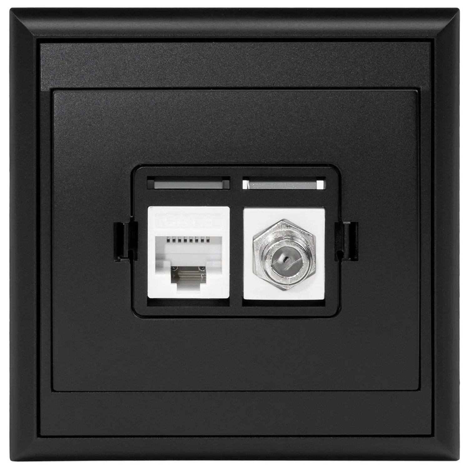 Gniazdo TV Luna typu "F"+ RJ45 komputerowe czarny mat