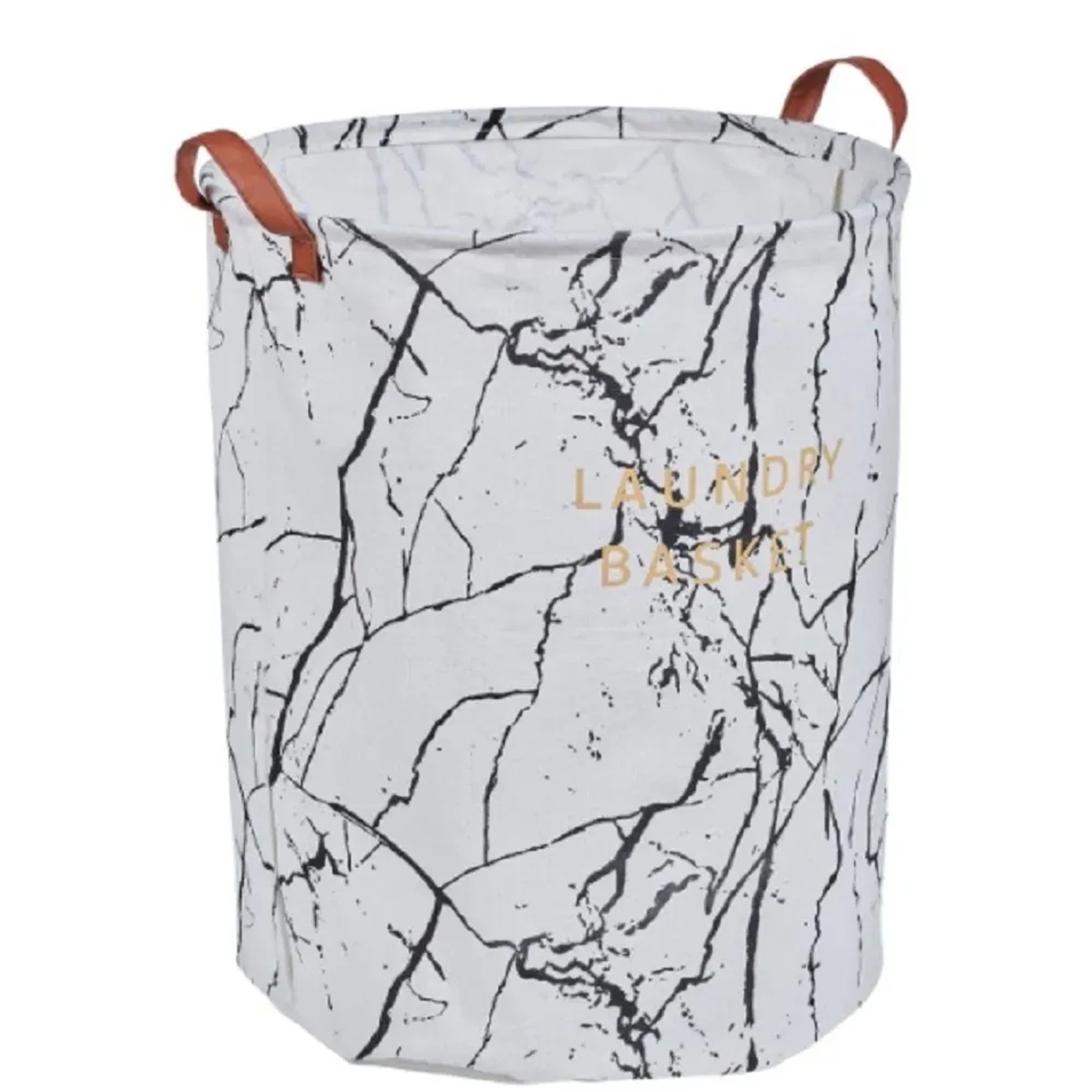 Kosz na pranie biały marmur - LKO-13