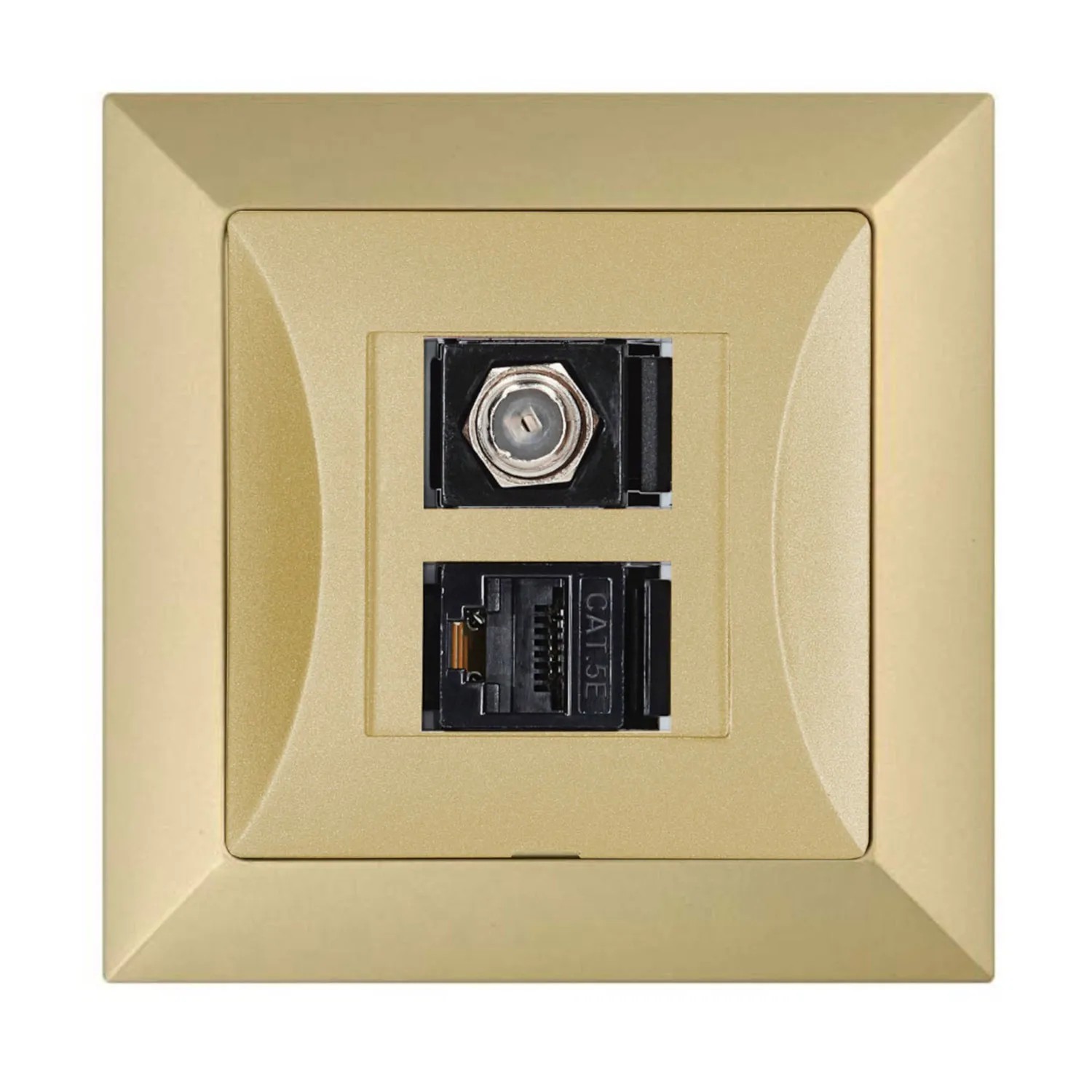 Düwi Gniazdo Pola typu F RJ45 złote