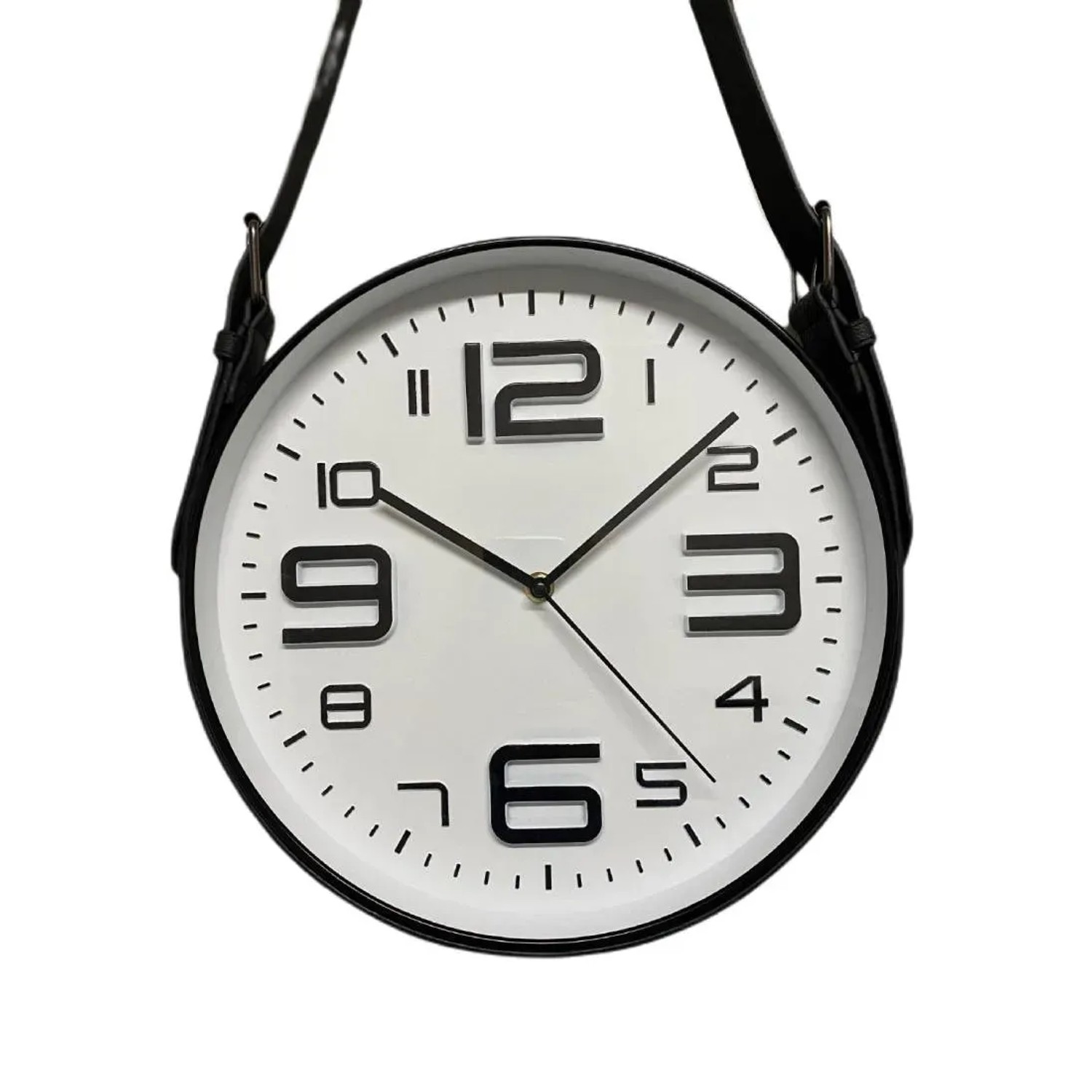 Zegar ścienny na pasku śr. 30 cm biało-czarny
