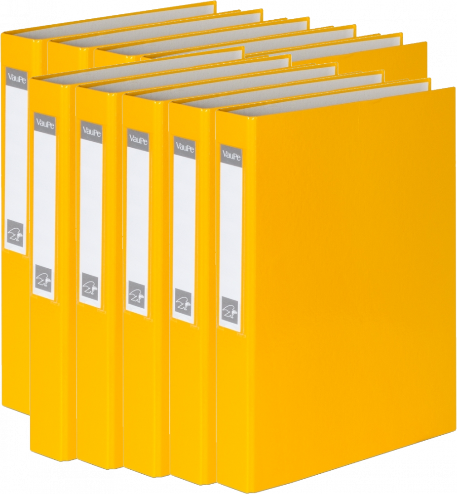 10x Segregator ringowy VauPe, A4, szerokość grzbietu 40mm, do 200 kartek, 4 ringi, żółty