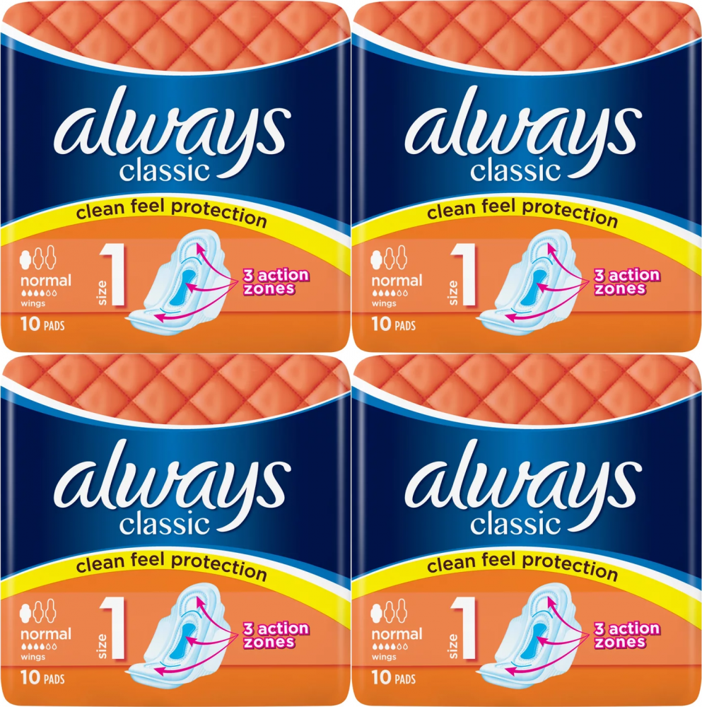 4x Podpaski Always Classic, normal, 10 sztuk