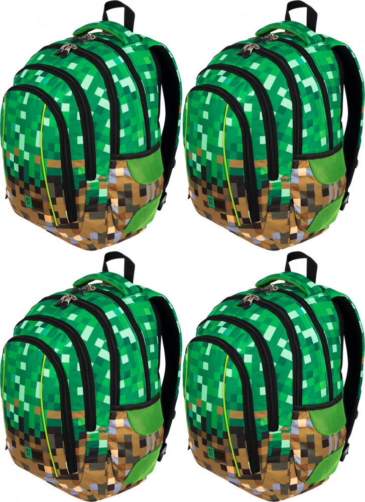 4x Plecak szkolny St.Right BP4 PX, czterokomorowy, 26l, 43x32x20cm, brązowo-zielony