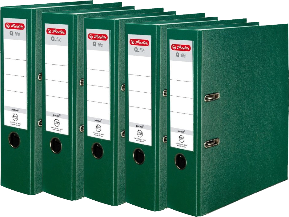 5x Segregator A4 Herlitz Q.file, 80mm, zielony