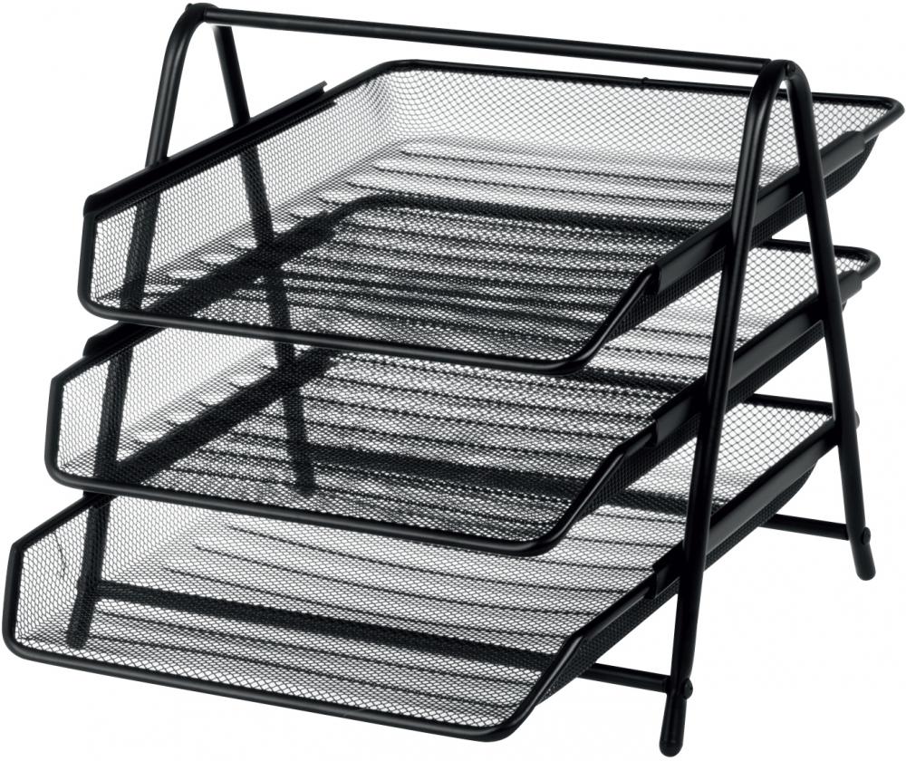Zestaw 3 półek na dokumenty Viking, A4, druciany, czarny