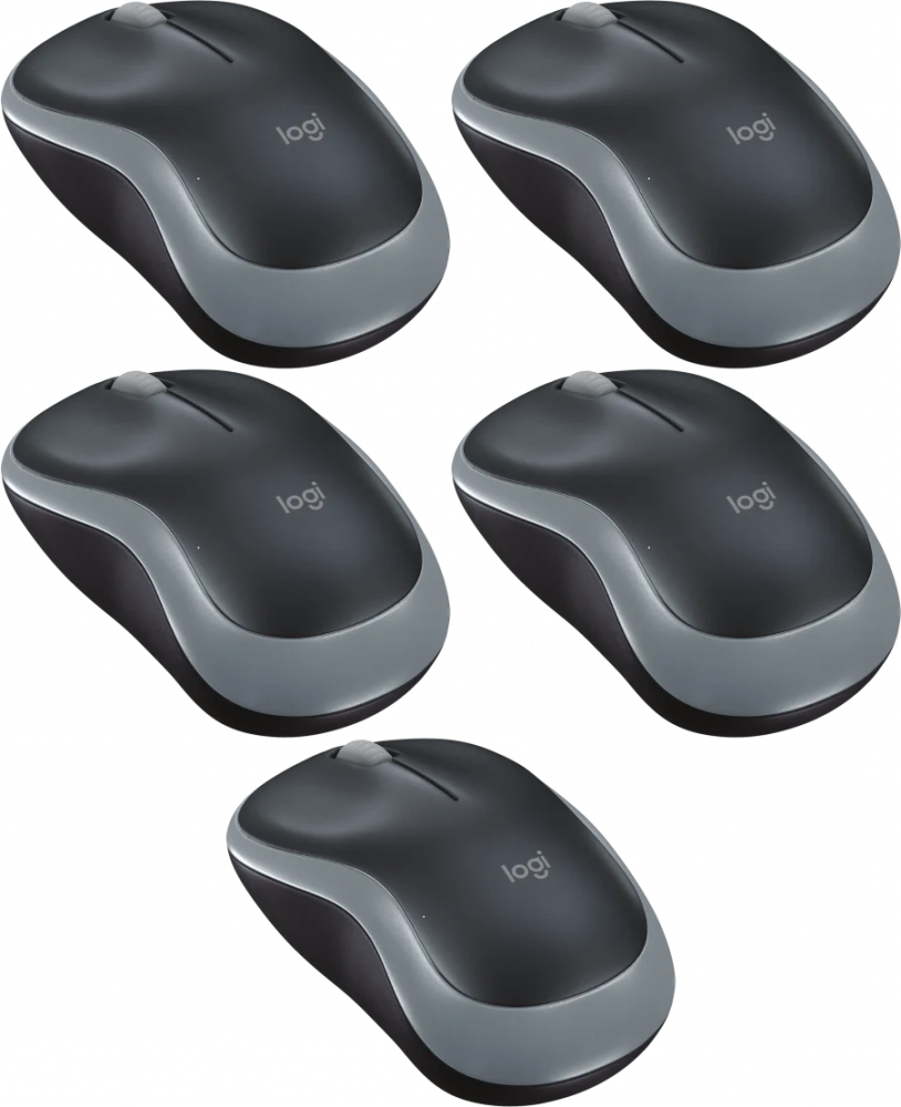 5x Myszka bezprzewodowa Logitech M185, optyczna, szaro-czarny