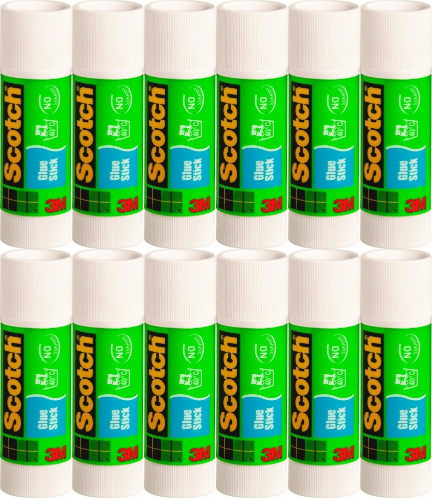 12x Klej biurowy Scotch, w sztyfcie, 40g