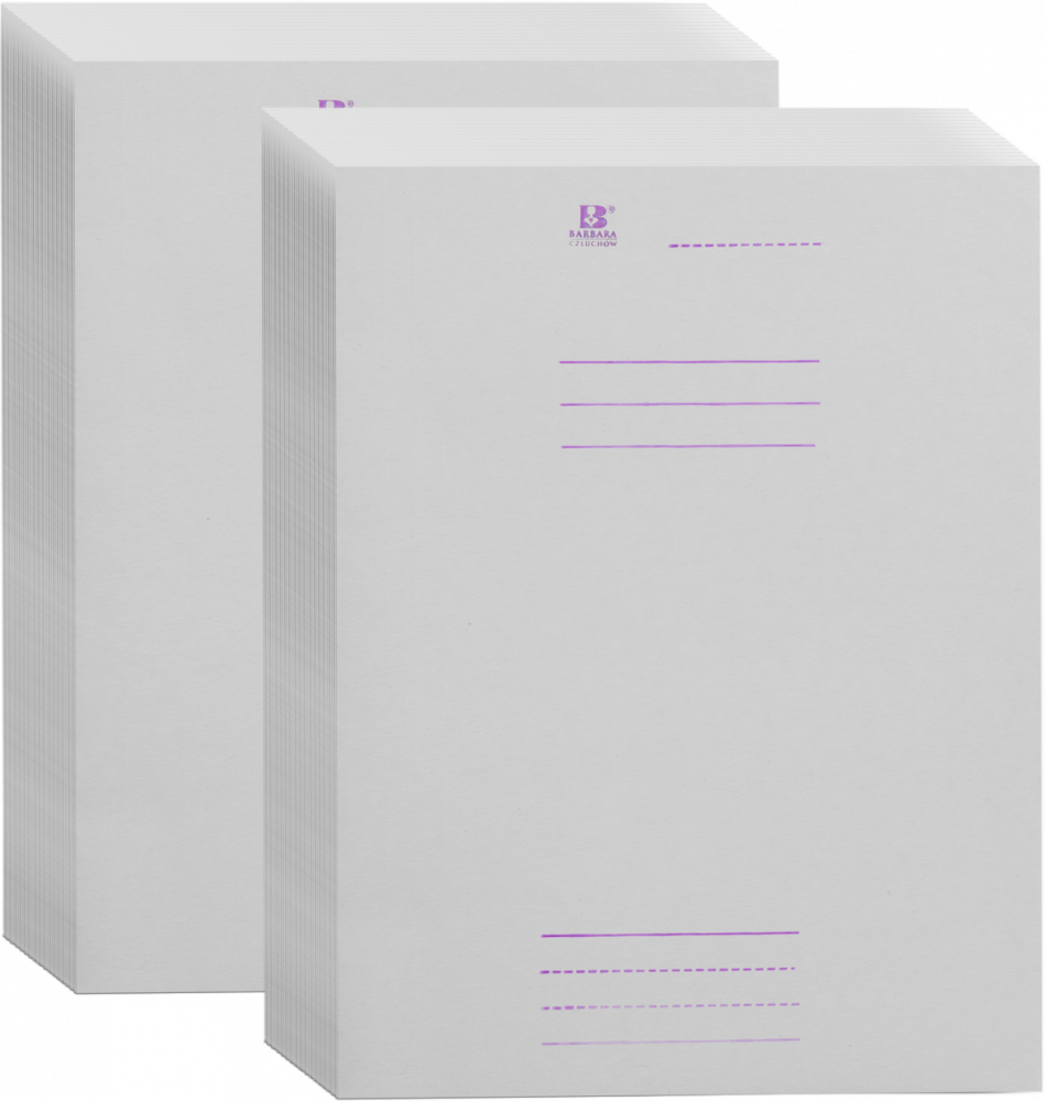 100x Skoroszyt kartonowy z listwą Barbara, bez oczek, A4, do 150 kartek, 280 g/m2, biały