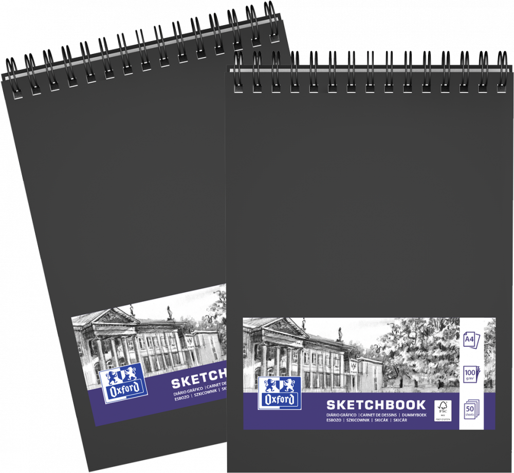 2x Szkicownik Oxford Sketchbook, A4, 50 kartek, podwójna spirala, biały
