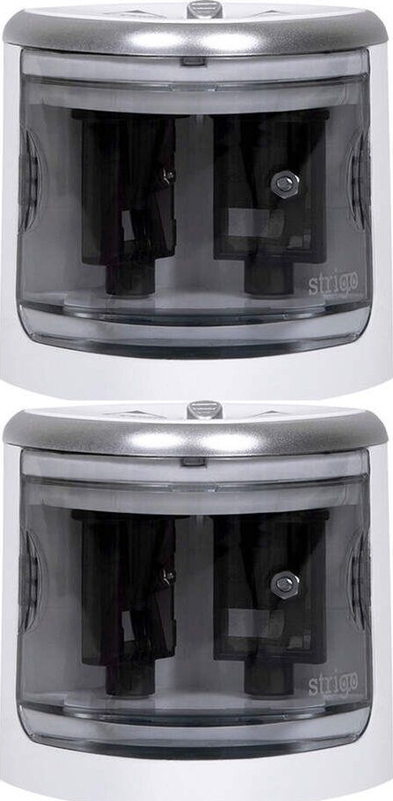 2x Temperówka elektryczna Strigo, z pojemnikiem, 2 otwory, biały
