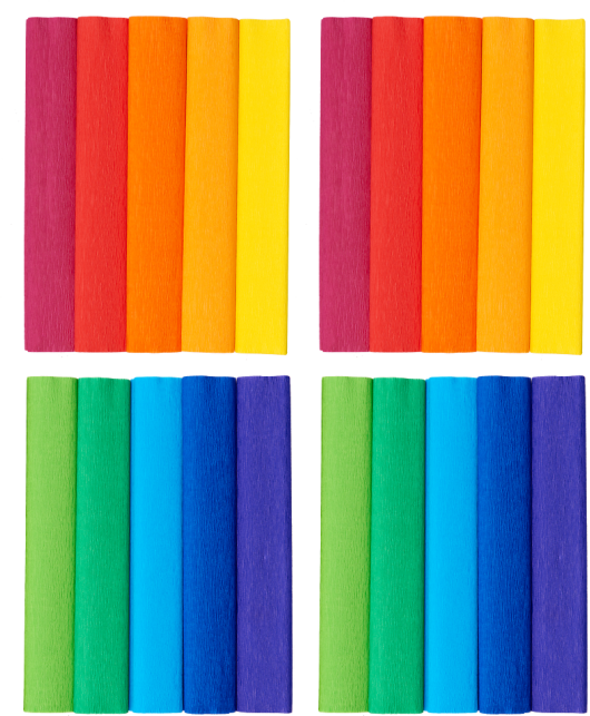 2x Bibuła marszczona TOP 2000 Creatino, 25x200cm, 10 sztuk, mały mix kolorów tęczowych