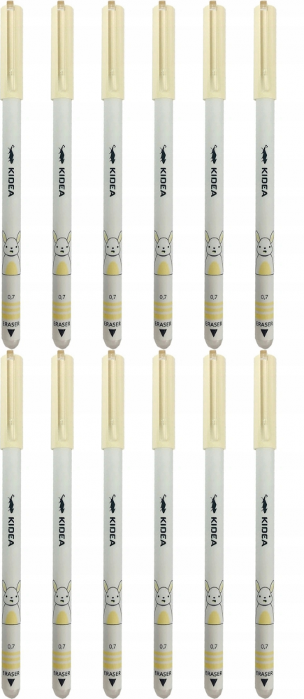 12x Długopis wymazywalny Kidea A, 0.7mm, tusz kolor niebeski, obudowa mix kolorów