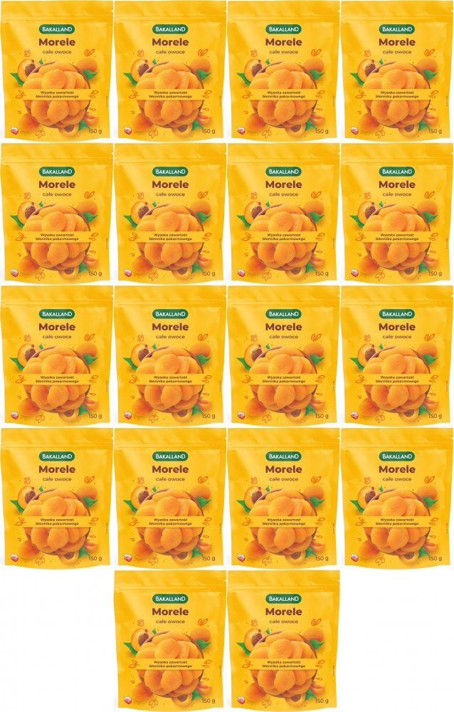 18x Morele suszone całe owoce Bakalland, 150g