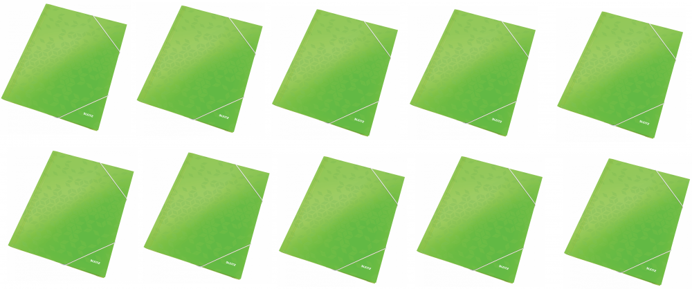 10x Teczka kartonowa z narożną gumką Leitz Wow, A4, 300g/m2,15mm, zielony