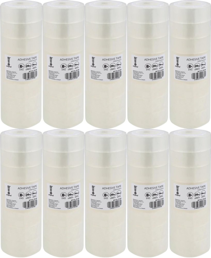 10x Taśma klejąca MemoBe 18mmx20m, 8 sztuk, przezroczysty