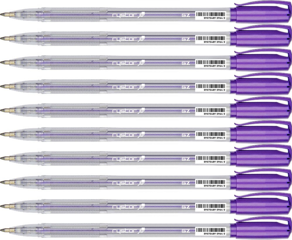10x Długopis żelowy Rystor, GZ-031, 0.5mm, fioletowy metalik