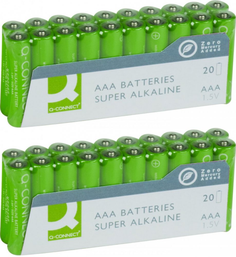 2x Bateria super-alkaliczna Q-Connect, AAA, LR03, 1.5V, 20 sztuk