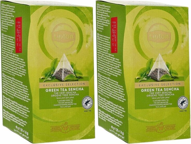 2x Herbata zielona w piramidkach Lipton Piramida Green Tea Sencha, 25 sztuk x 1.8g