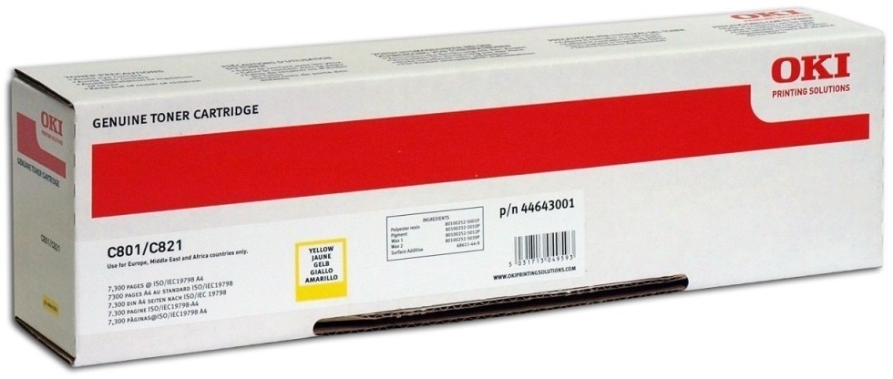 Toner Oki (44643001), 7300 stron, yellow (żółty)