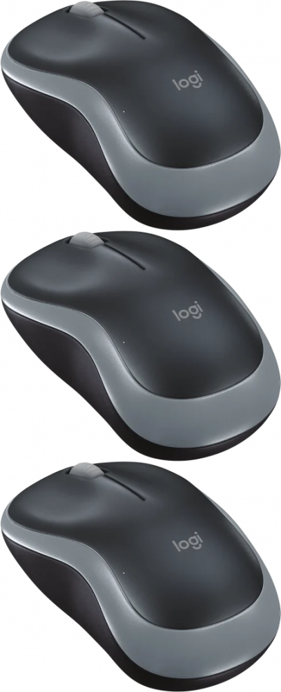 3x Myszka bezprzewodowa Logitech M185, optyczna, szaro-czarny